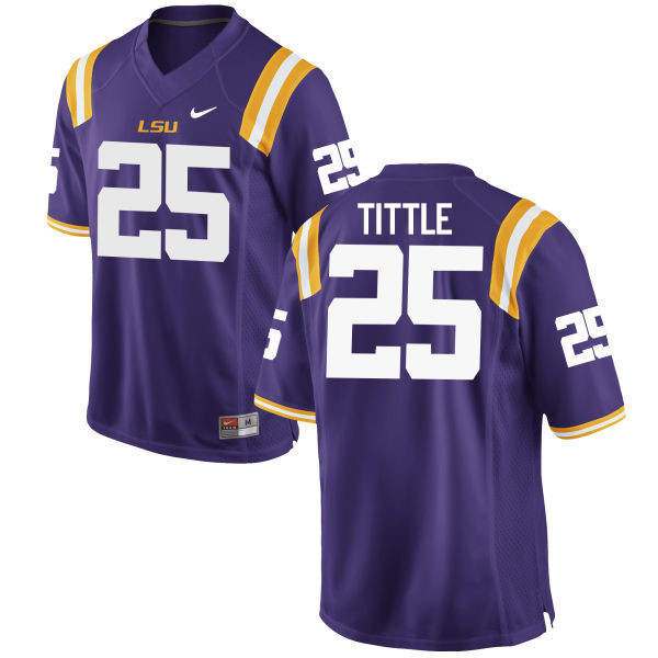 Men LSU Tigers #25 Y. A. Tittle College Football Jerseys Game-Purple - Click Image to Close